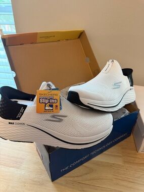 Skechers White Black Slip-On Women’s Sneakers